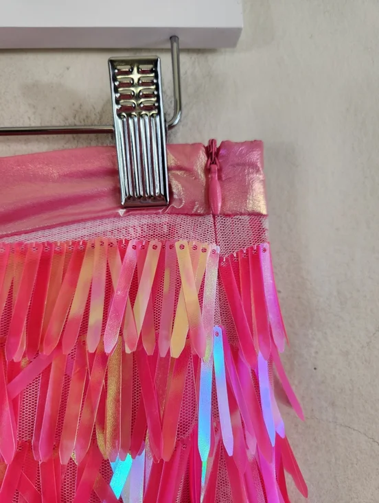 Queen Of Sparkles rectangle sequin skirt in hot pink - Picture 5 of 9